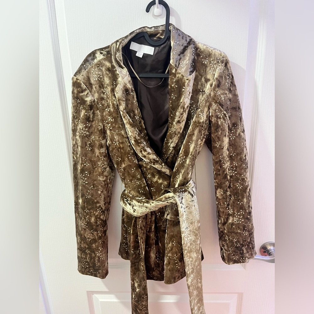 Zara Winter 2025 sparkly holiday blazer Size Medium in green